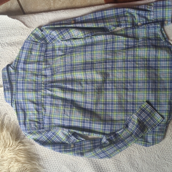 Vineyard Vines Blue Green Cotton Plaid Button Up Shirt Size 0 Fall Shirt - Picture 7 of 7